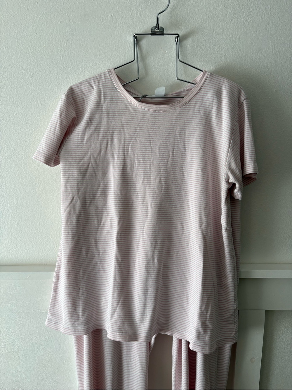 Lake Women's Pajama Set Size Small White/Pink Stripes Short Sleeve Pima Cotton - Picture 3 of 8